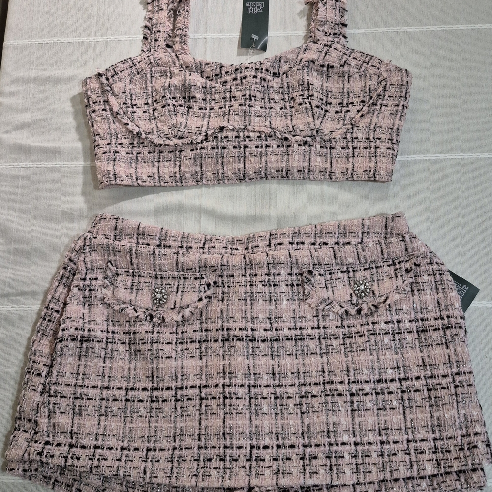 Wild Fable Pink Tweed Tank Top